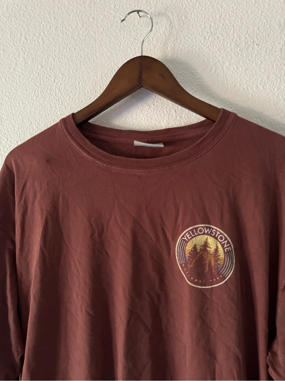 Techstyles Yellowstone National Park Graphic T Shirt Men XL Burnt Red Outdoorsy - Picture 4 of 14